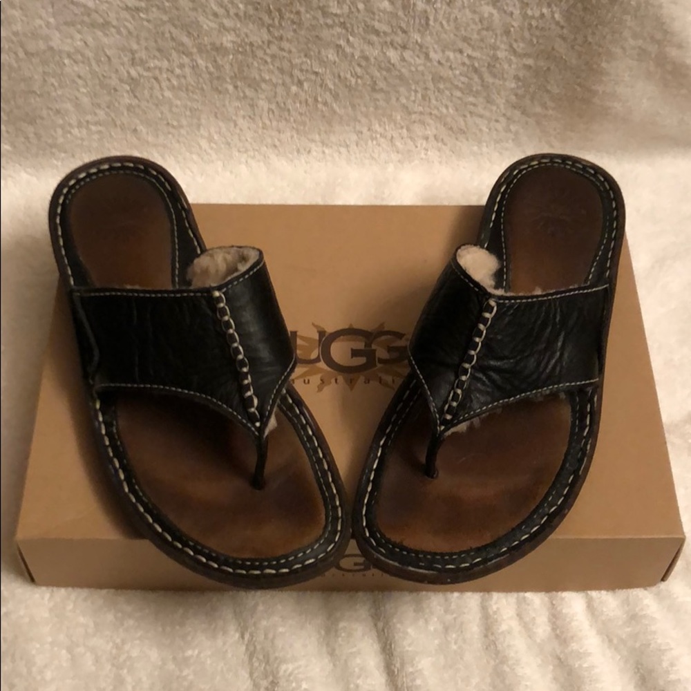 Ugg Layback Black Thong Flip Flop Sandals 11
